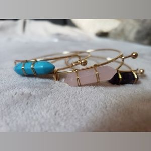 BRAND NEW Raw Stone Style Gold Tone Bangle